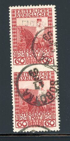 Stamp of Austria » 1890-1918 Issues 1908 Austria 60H senkr. Paar Mitte ungez.