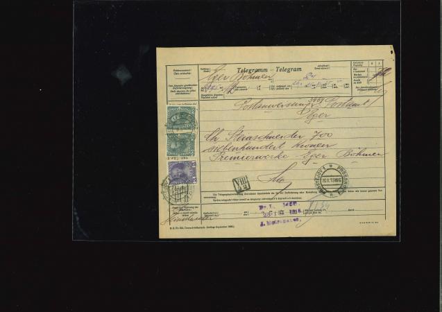 Stamp of Austria » 1890-1918 Issues 1915, Austria Österreich Postanweisung mittels Telegrammformular von Prossnitz, Mähren, selten