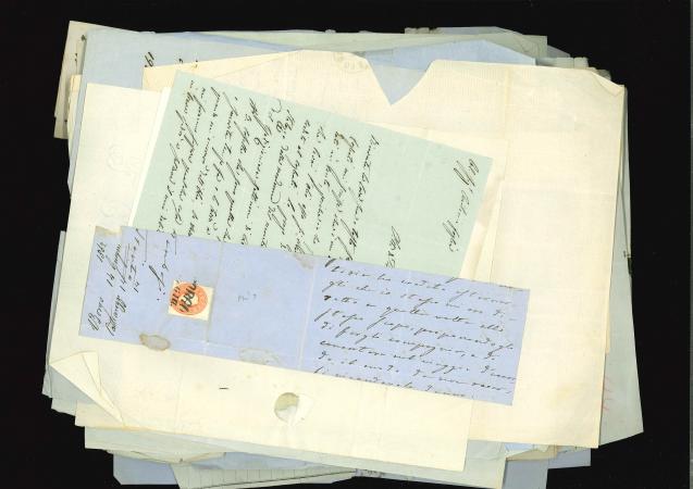 Stamp of Austria » Lombardy Venetia 1850-1862, in a big folder collection of 73 fragments