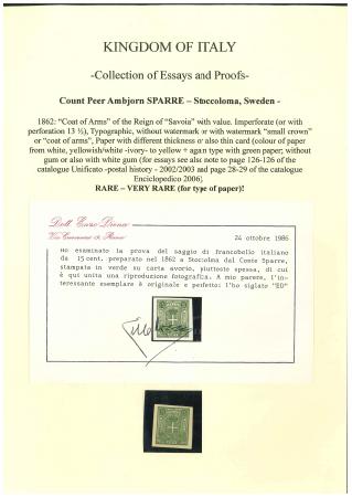 Stamp of Italy » Regno d'Italia 1862 Count Sparre essays and proofs collection, a amazing hoarding of the Coat-of-Arms design in different colours and on different papers
