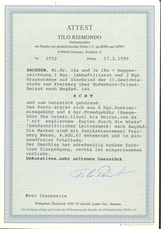 precursor postal history for the postal overland route through Iraq and Syria
