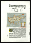 1620 PORCACCHI, Tomaso (1530–1585). Descrittione dell'Isola di Cipro. Hand-coloured engraved map of Cyprus