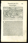 1550 MÜNSTER, Sebastian (1488–1552). Descriptio Cypri. Original uncoloured woodcut map of Cyprus from the Latin edition of Cosmographia Universalis