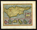 1609 Mercator & Hondius Map of Cyprus. A beautifully hand-coloured 1609 map of Cyprus by Gerardus Mercator and Jodocus Hondius
