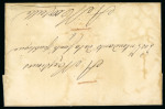 1824 French Consular Letter from Larnaca, Cyprus  Folded entire letter written in French by the French Consul, Méchain, dated "Larnaca, 27 April 1824," concerning public health conditions in Cyprus and Syria. Handstamped