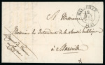 1836 Disinfected Entire – French Consulate in Cyprus to Marseille  Exceptionally rare folded disinfected entire from the “Consulat de France en Chypre,” datelined “Larnaca le 29 avril 1836” and addressed to Marseille. Th