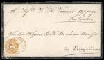 1864 Mourning Cover – Larnaca to Salonique via Smyrna  Scarce mourning envelope sent from Larnaca to Salonique via Smyrna, franked with Lombardy–Venetia 15 soldi brown, tied by a clear LARNACA DI CIPRO / 27.5 circular da