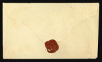 Ottoman Cyprus Stampless Envelope – Lefkoşa Postal Seal  Stampless envelope bearing a red negative wax postal seal of Lefkoşa (Nicosia) on the reverse. A remarkable and exceptionally rare survivor from the Ottoman period