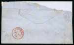 1879 (22 May) cover from Larnaca to London, England. Bearing Great Britain 2½d rose and a pair of 1d red, all cancelled by “942” numeral cancellation, paying the normal rate plus the 2d late fee posting with boxed PAID/L