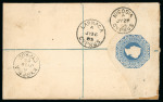 1882 CA 1/2pi emerald-green, tied by the scarce barred numeral "D47" of Polymedia, with TROODOS B/JY.24.85/CYPRUS cds alongside, on Size F 2pi blue registered envelope via Larnaca and Nicosia to Kyrenia, showing a fine a