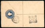 1902 (22 Mar.) 2pi blue, Size G registration envelope from Limassol to Larnaca, bearing "T" with manuscript "3 C.P." and "Posted in the letter box", and oval red REGISTERED/CYPRUS ds, all alongside. Arrival marking on re