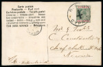 1907 (7 Jan.) Easter Greetings colour picture postcard from Kokkinotrimithia to Nicosia, franked with KEVII 10pa, cancelled by ambulant R.P.O. * CYPRUS * 4 datestamp (Type 34, large numeral), with Nicosia arrival datesta
