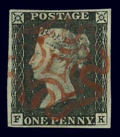 1840 Penny Black. A collection of thirty-six fine four-margin examples, all cancelled by red Maltese Crosses