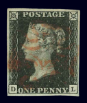 1840 Penny Black. A collection of thirty-six fine four-margin examples, all cancelled by red Maltese Crosses