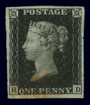 1840 Penny Black. A collection of thirty-six fine four-margin examples, all cancelled by red Maltese Crosses