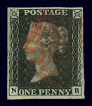 1840 Penny Black. A collection of thirty-six fine four-margin examples, all cancelled by red Maltese Crosses