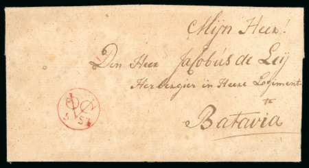 1802, VOC 5 stuiver postmark type II in red on folded