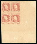 1864, 10 cent plate proof block of four, pale wine red, type 4a.