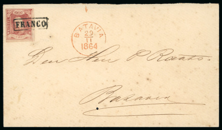 1864, 10 cent red on letter from Batavia 29.11 1864.