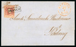 1864, 10 cent red on letter from Batavia 20.1. 1865.