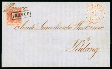 1864, 10 cent red on letter from Batavia 20.1. 1865.