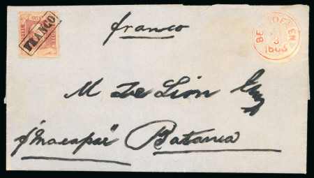 1864, 10 cent red on letter from Benkoelen 31.3 1865
