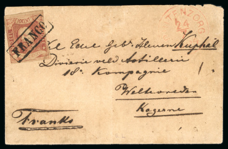 1864, 10 cent red on letter from Buitenzorg 24.7 1864.