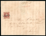 1864, 10 cent red on letter from sub-post office Klatten