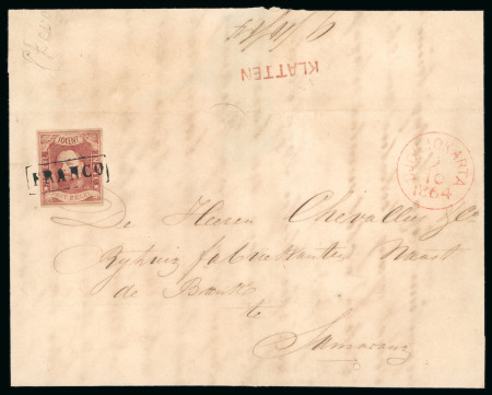 1864, 10 cent red on letter from sub-post office Klatten