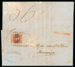 1864, 10 cent red on folded letter sent from sub-post office Bodjonegoro.