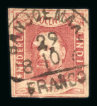 Banjoemaas. 1864, 10 cent red with full to wide margins, excellent postmark.