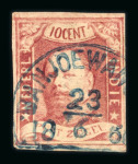 Banjoewangie. 1864, 10 cent red with full to very wide
