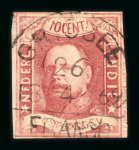 Grissee. 1864, 10 cent red with full to wide margins. Rare postmark.