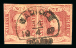 Madioen. 1864, 10 cent red pair with full to full to wide margins.