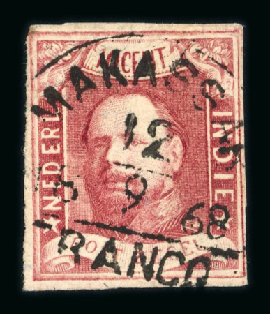 Makassar. 1864, 10 cent red with good to wide margins