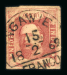 Ngawie. 1864, 10 cent red with full to wide margins