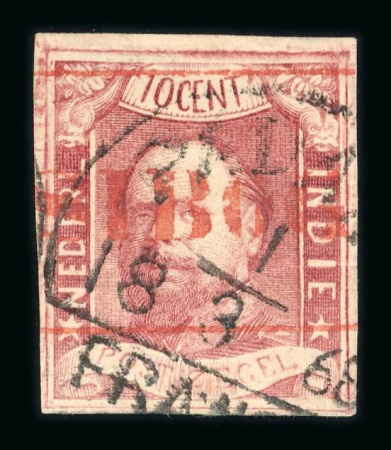 Padang. 1864, 10 cent red pos. 27 with good margins and part of SIBOGA