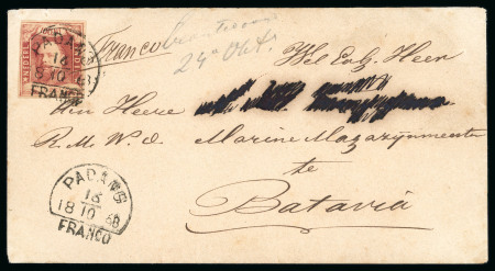 Padang. 1864, 10 cent red on envelope from Padang to Batavia