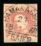 Pamakassan. 1864, 10 cent red with good to wide margins and excellent postmark.