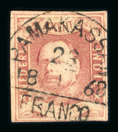 Pamakassan. 1864, 10 cent red with good to wide margins and excellent postmark.