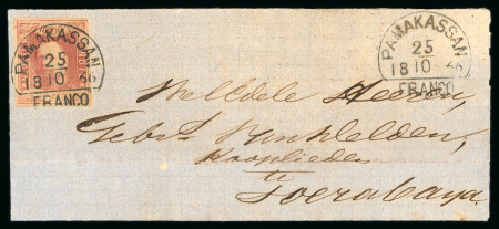 Pamakassan. 1864, 10 cent red on folded letter from Pamakassan on Madura Island.