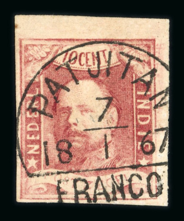 Patjitan. 1864, 10 cent red pos. 10 with wide margins