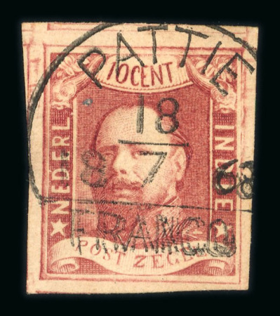 Pattie. 1864, 10 cent red pos. 55 with exceptionally wide margins.
