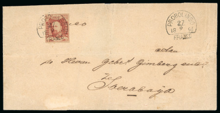 Probolingo. 1864, 10 cent red on folded letter to Surabaya: the only known.