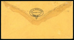 Samarang. 1864, 10 cent red strip of three on envelope
