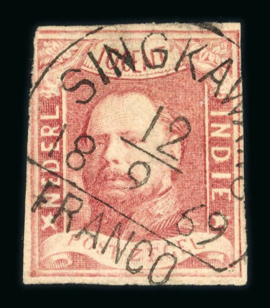 Singkawang. 1864, 10 cent red, with good margins on all sides.