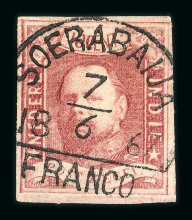 Soerabaija. 1864, 10 cent red with wide to huge margins, perfectly struck by Soerabaija