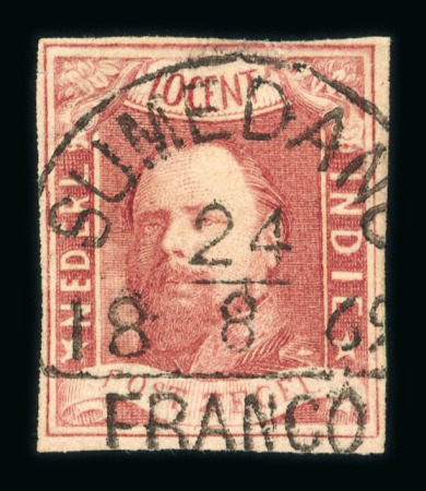 Sumedang. 1864, 10 cent red pos. 81, with good to wide margins. Excellent postmark.