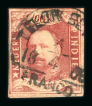 Telok Betong. 1864, 10 cent red, with clear to wide margins, clear postmark. Very rare.