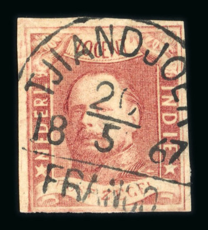 Tjiandjoer. 1864, 10 cent red, with clear to wide margins.